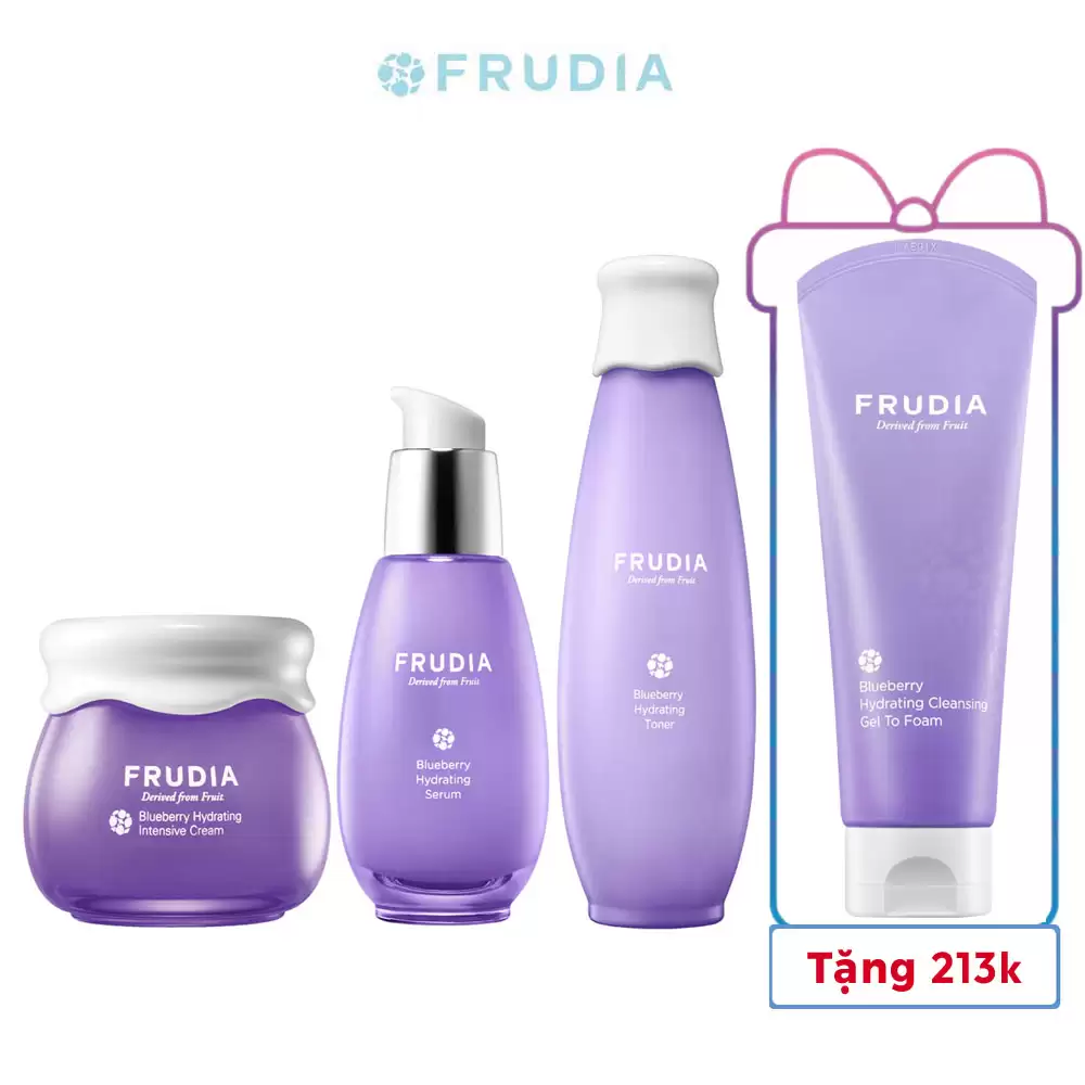 Combo 3 bước dưỡng ẩm chuyên sâu cho da khô chiết xuất Việt Quất - Frudia Blueberry hydrating intensive - Droppii Mall