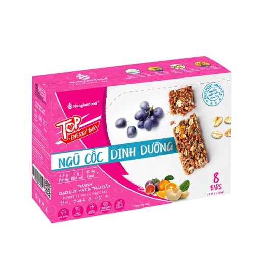 Thanh gạo lứt hạt và trái cây NLF 136g/hộp