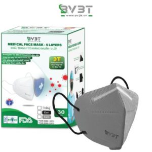 Khẩu trang y tế BV3T kháng khuẩn màu xám