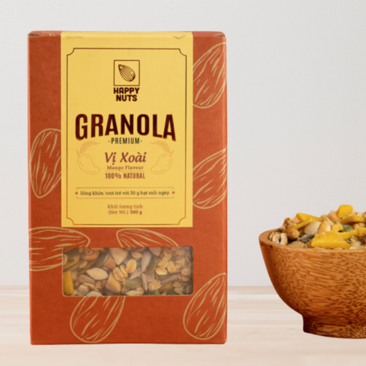 PREMIUM GRANOLA – VỊ XOÀI HAPPY NUTS 500GR