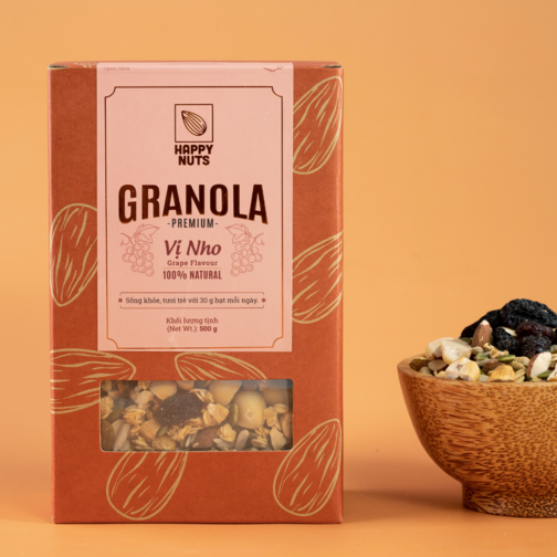 PREMIUM GRANOLA – VỊ NHO HAPPY NUTS 500GR