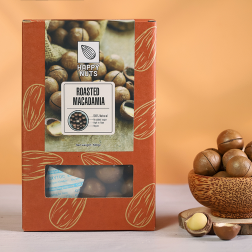 HẠT MACCA ÚC NỨT VỎ SIZE 25/27 HAPPY NUTS 500GR